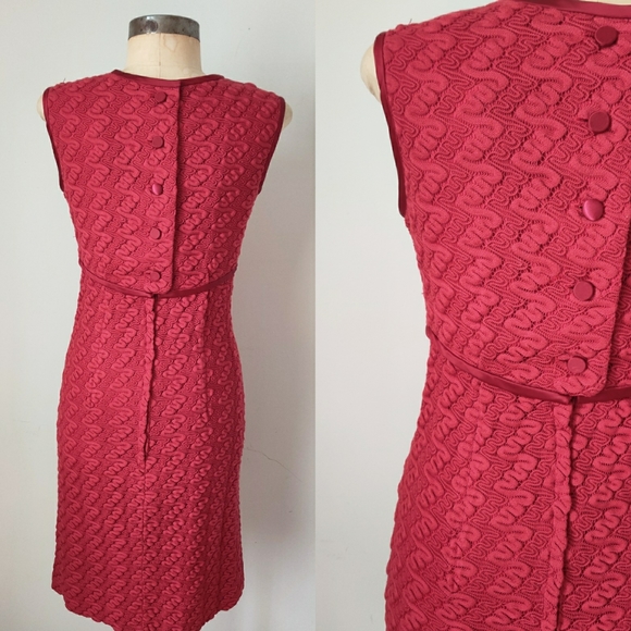 1960s 60s vintage True Love Red Cocktail Sleeveless Bow Dress Sue Brett Xs - Picture 2 of 4
